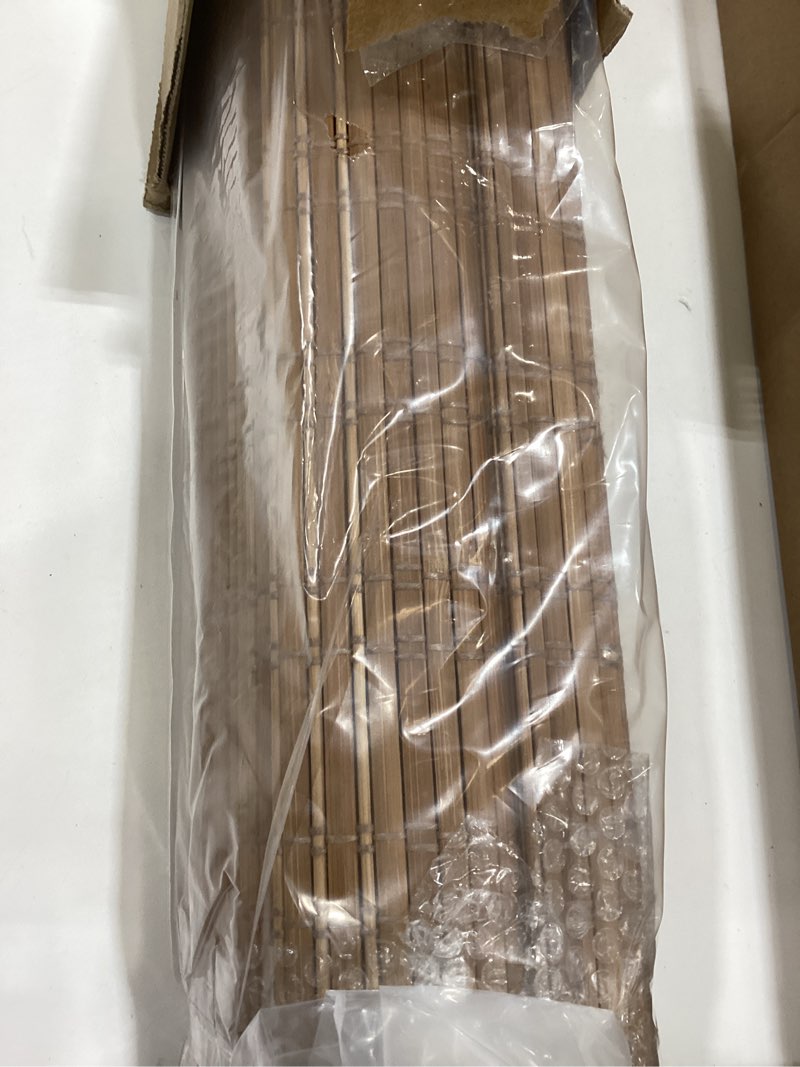 Condition photo showing As Is for lazblinds no tools no drill cordless bamboo roman shades, light filtering window treatment, roll up bamboo blinds for window 20'' w x 64'' h, tuscan b tuscan b 20'' w x 64'' h