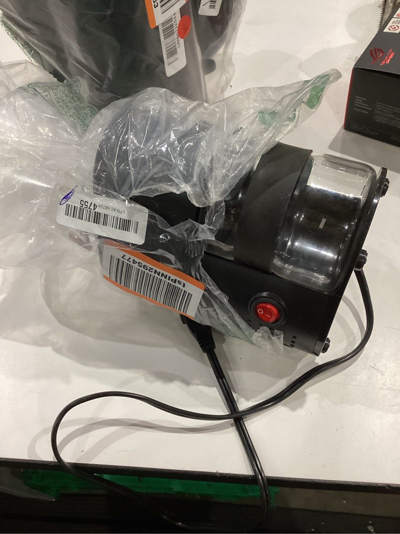 Condition photo showing As Is for bodum bistro electric conical burr coffee grinder, preset timer, 12 grind settings, black 7.75 oz black