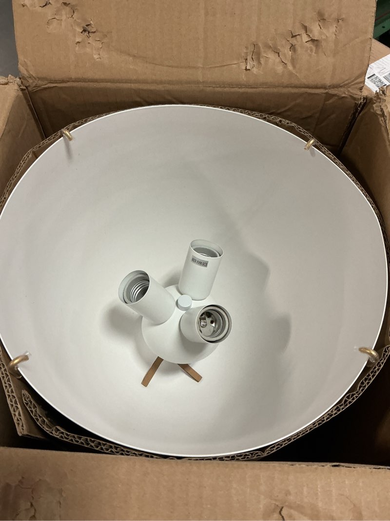Condition photo showing As Is for White Gold Pendant Light 3-Light Socket Large Pendant Light Fixture with Adjustable Pendant Rod 12in Dome Kitchen Pendant Lighting for Kitchen Island Dining Room Kitchen Sink, E26 White Gold 12" 1-Light 3-Socket