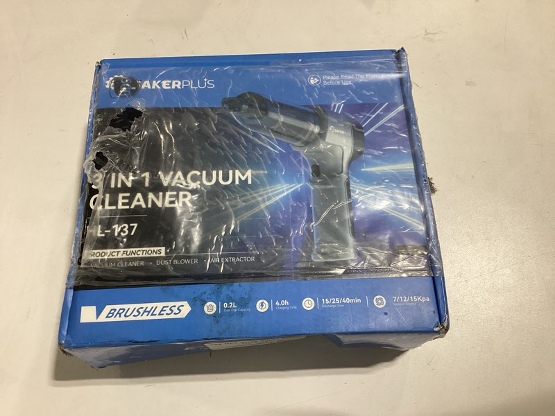 Condition photo showing Good Condition for sakerplus mini vacuum cleaner, 3 in 1 car vacuum cleaner high power, 15000pa powerful suction, air duster, 7500mah, dual filter,adjustable small vaccum portable cordless for cars,desktop,home - hl137 black and silver