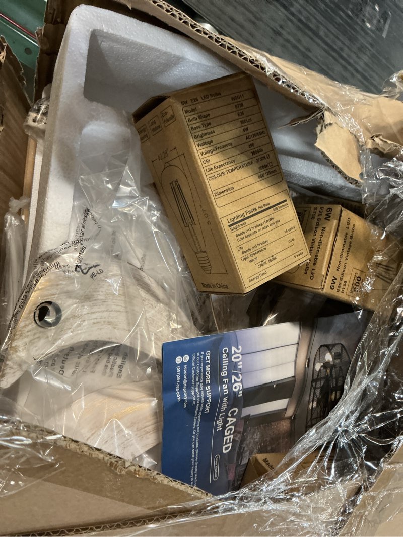 Condition photo showing As Is for Depuley Modern Ceiling Fans with Light: Cement Flush Mount Ceiling Fans with Remote - 26 in Industri