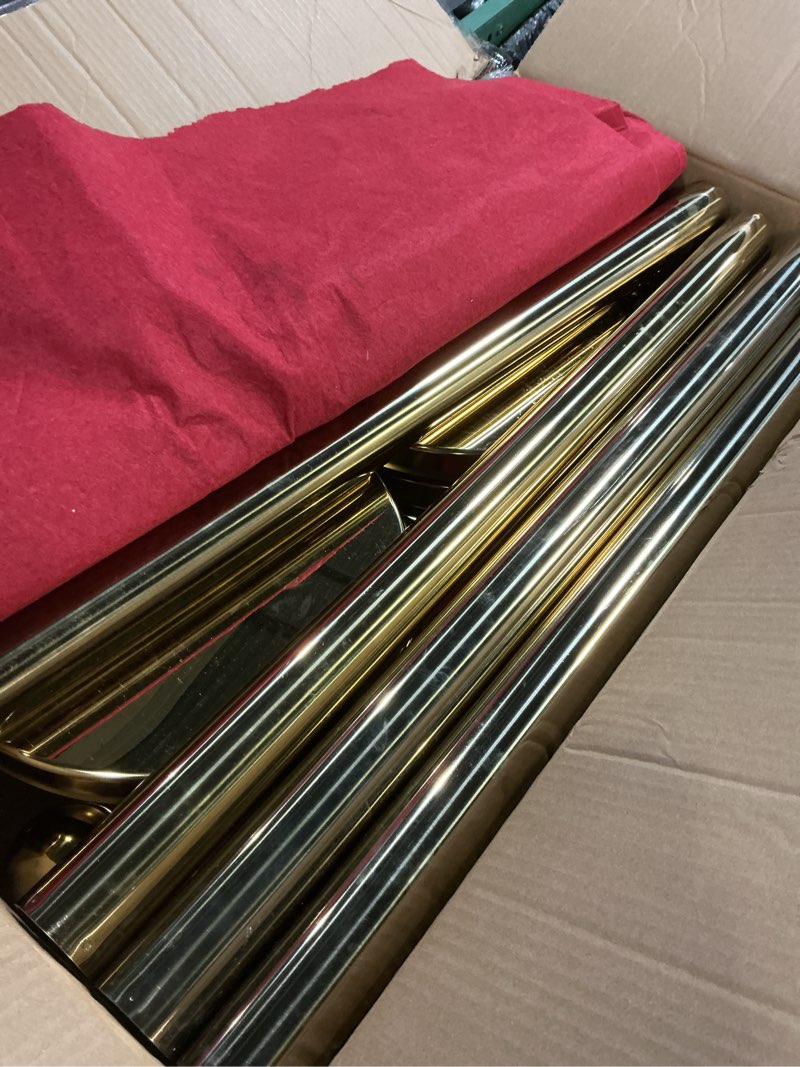 Condition photo showing Good Condition for 6 pack upgraded stainless steel stanchions and velvet ropes 5ft extended red carpet ropes poles crowd control safety barriers set with stable base for theaters parties wedding exhibition (gold)