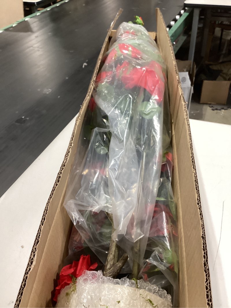 Condition photo showing Good Condition for 4ft fake rose tree 2 pack, realistic artificial camellia plant in pot with 24 detachable butterflies fake flower trees for home office living room front porch indoor outdoor decor green?pink