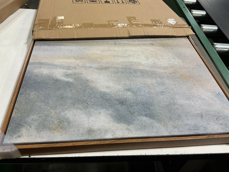 Condition photo showing Good Condition for insimsea square framed canvas wall art, landscape scenery sky cloud grassland canvas oil paintings home decor, wall art prints room decor for living room, bedroom, bedroom, office 24"x24" high cloudy sky 24"l x 24"w