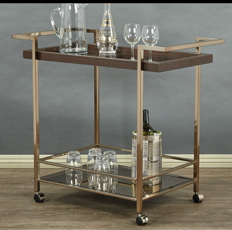 OSP Home Furnishings Isabella Wine Cart with Bronze Glass