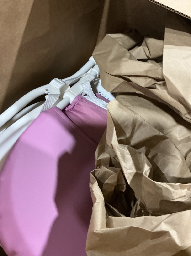 Condition photo showing As Is for dream on me snack and stow highchair | adjustable feeding chair with removable tray, lightweight, foldable design, easy to clean, perfect for toddlers & infants mauve