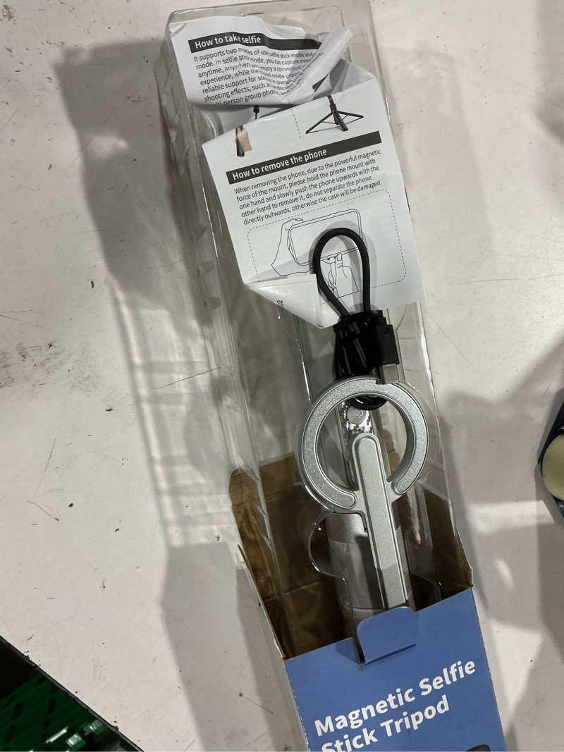 Condition photo showing Good Condition for toneof 68" magnetic selfie stick tripod with aluminum strong magnetic holder for magsafe, 360° rotatable travel phone tripod stand with metal ring & rechargeable remote for iphone/android(beige gray) beige gray 68“