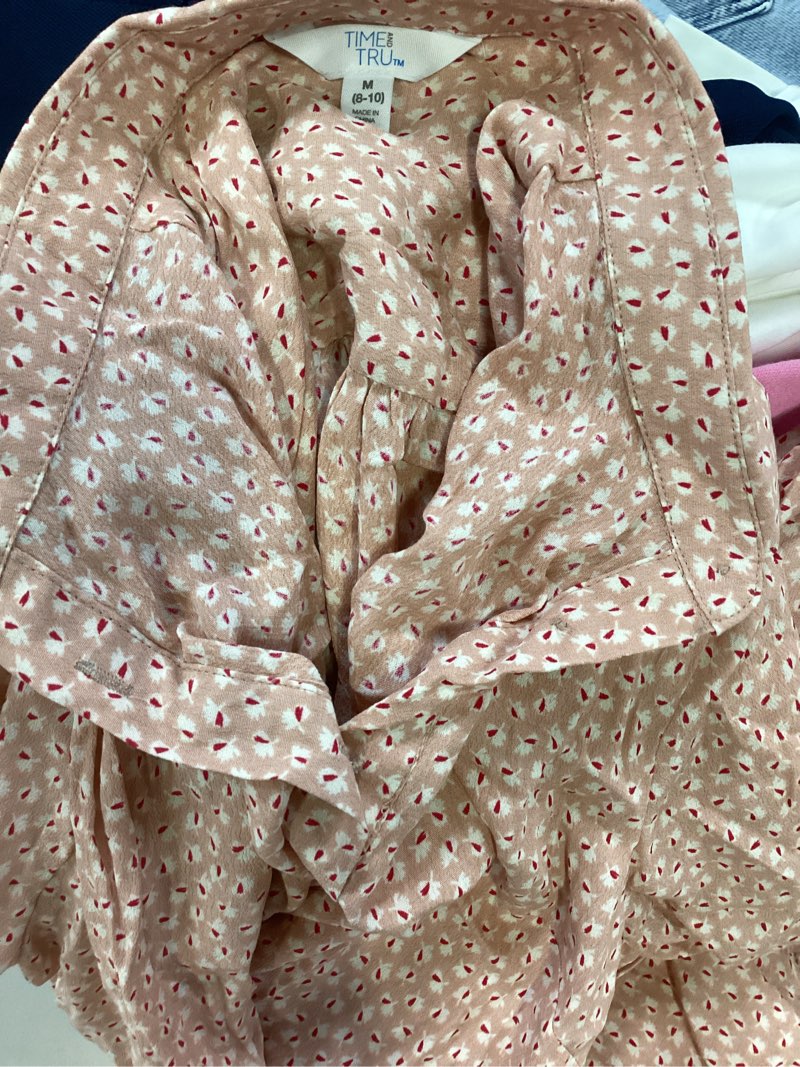 Condition photo showing Good Condition for time and true pink floral collar shirt m