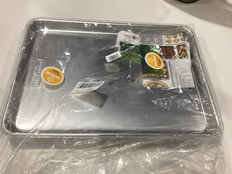 Condition photo showing Good Condition for nordic ware naturals half sheet set - usa made aluminum commercial quality sheet pan for baking or roasting, encapsulated galvanized steel rim prevents warping, 2pk half + lid