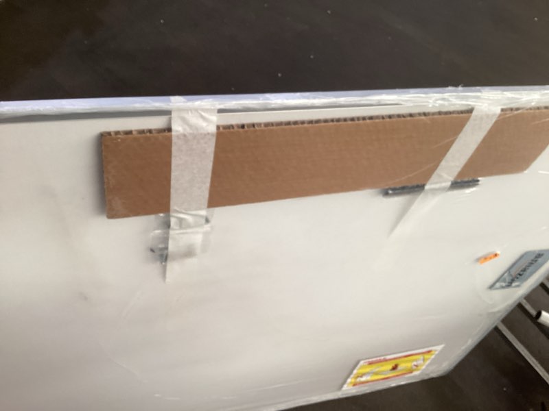 Condition photo showing As Is for Damaged *VIZ-PRO Large Cork Bulletin Board, 60 X 48 Inches, Wall-Mounted Corkboard with Silver Aluminium Frame for School, Office, and Home 5' X 4'
