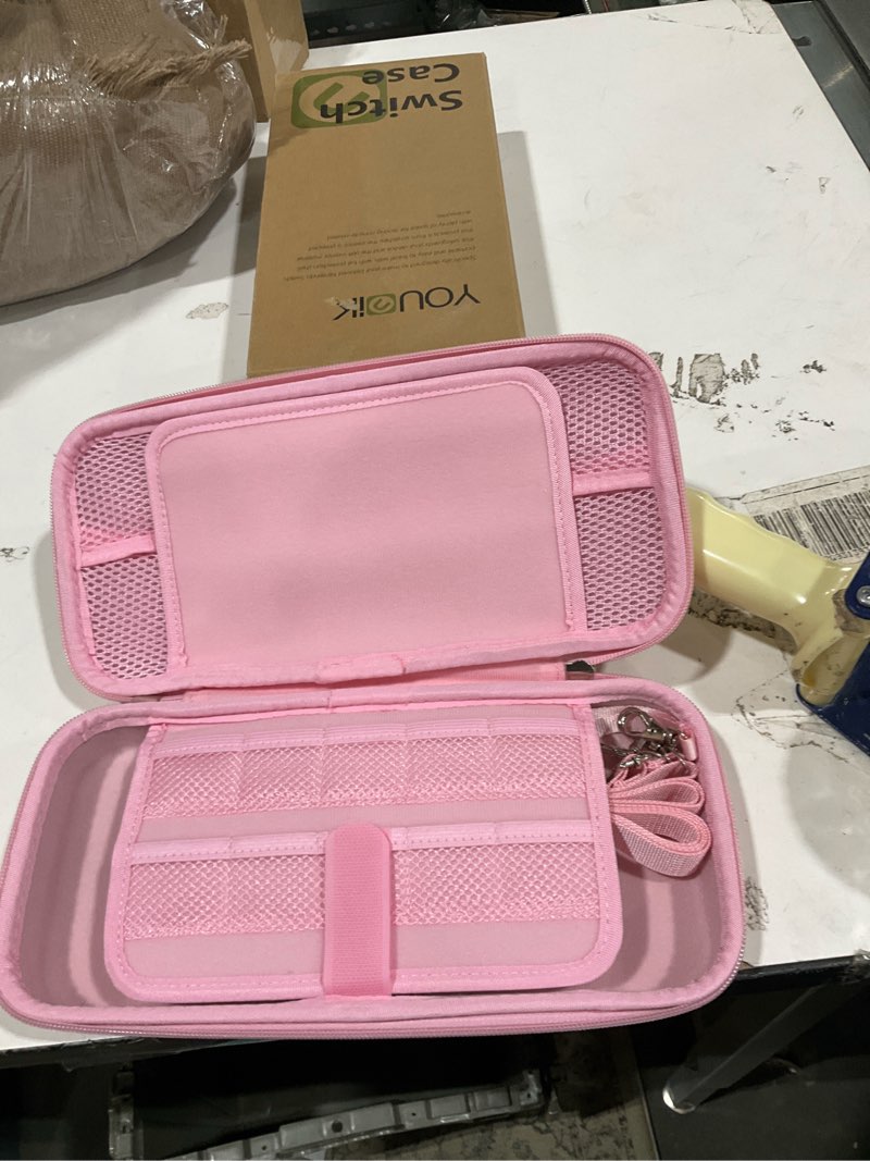 younik switch 2 case compatible with ns switch 2 (2025), carrying case with 19 game card slots, 4 in 1 switch 2 accessories includes shoulder strap, wrist strap & stickers (pink) pink for switch 2(2025)