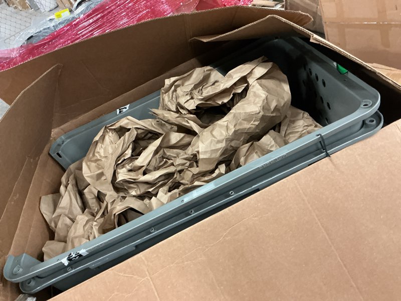 Condition photo showing As Is for (Similar) SportPet Airline Compliant Medium Travel Dog Kennel - Durable Plastic Airline Pet Carrier w/Removable Wheels & Food Bowls, Collapsible Indoor/Outdoor Dog Kennel, Dogs up to 23\" L & 15\" H - Dark Gray 1b) Medium (Dark Gray)