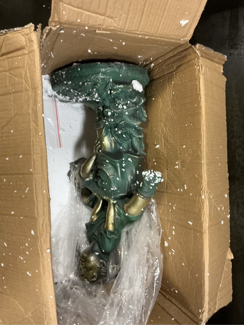 Condition photo showing Good Condition for alpine corporation 26" tall indoor/outdoor girl jumping over boy statue yard art decoration multicolor