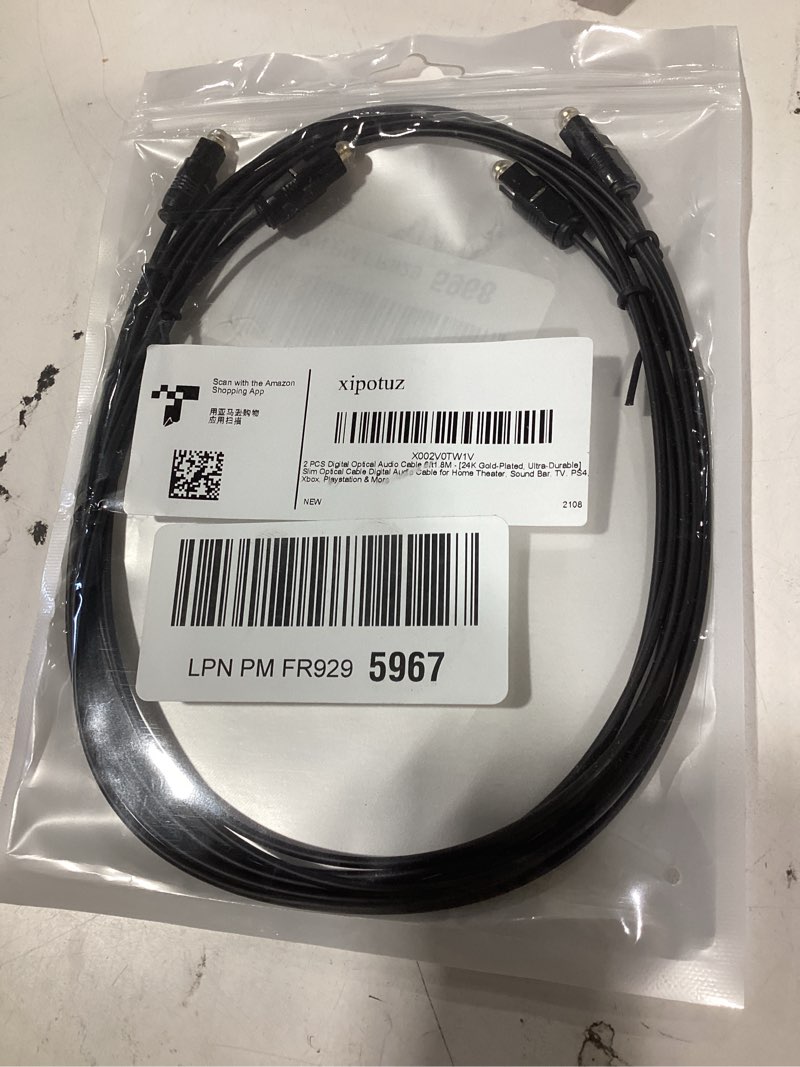 Condition photo showing Good Condition for 2 pcs digital optical audio cable 6ft1.8m - [24k gold-plated, ultra-durable] slim optical cable digital audio cable for home theater, sound bar, tv, ps4, xbox, playstation & more
