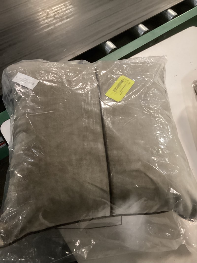 Condition photo showing New/Like New for mainstays 18" x 18" beige velvet with faux leather trim polyester decorative pillow