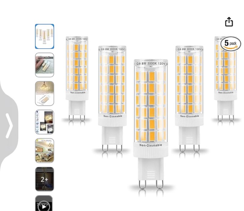 80 Watt T4 G9/Bi- pin Dimmable 2900K Halogen Bulb (Set of 5)