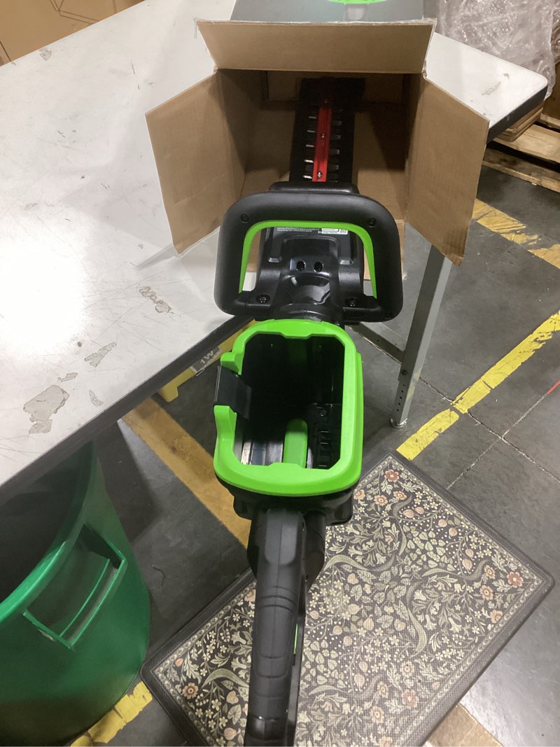 Condition photo showing As Is for greenworks 80v 26" brushless hedge trimmer with 2.0ah battery and 2a charger 26" (2.0ah)
