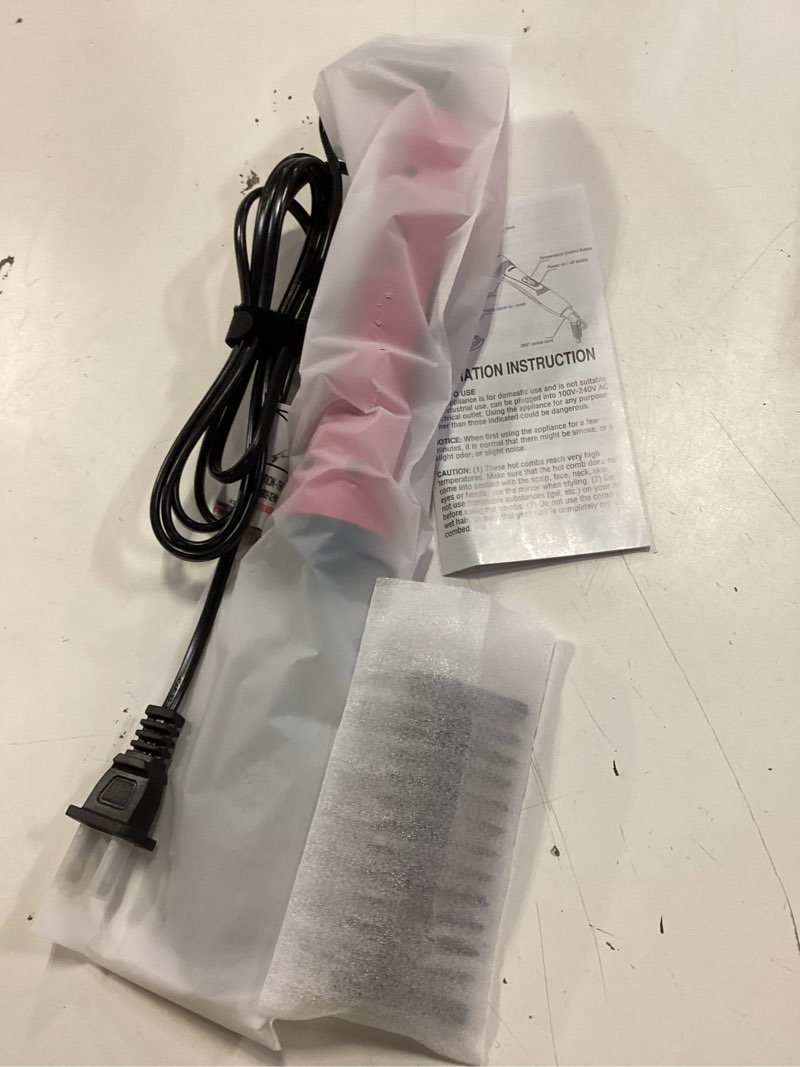 Condition photo showing Good Condition for Hot Comb Electric by Terviiix, Pressing Combs for Natural Black Hair, Wigs & Beard, Anti-Scald Straightening Comb with Keratin & Argan Oil Infused Teeth, Temperatures Adjustable, 60 Min Auto Shut Off Pink