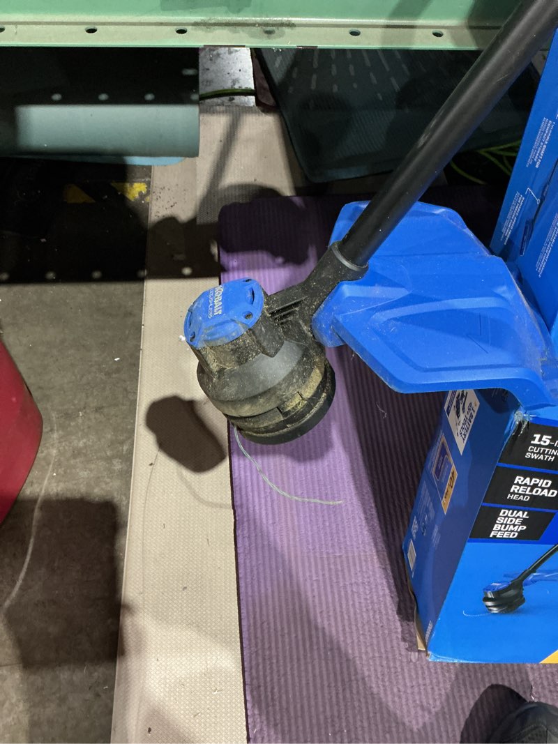 Condition photo showing As Is for kobalt gen4 40-volt 15-in straight string trimmer 4 ah (battery & charger included)