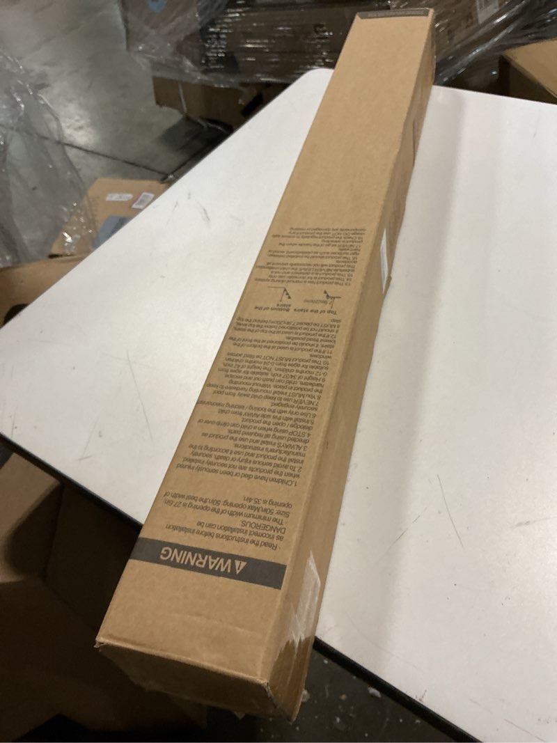 Condition photo showing New/Like New for 50 inch retractable baby gates 34 inch tall, retractable gate with reinforced strip design to prevent crawling through, retractable dog gate for stairs, doorways, hallways white 34" tall x 50" wide