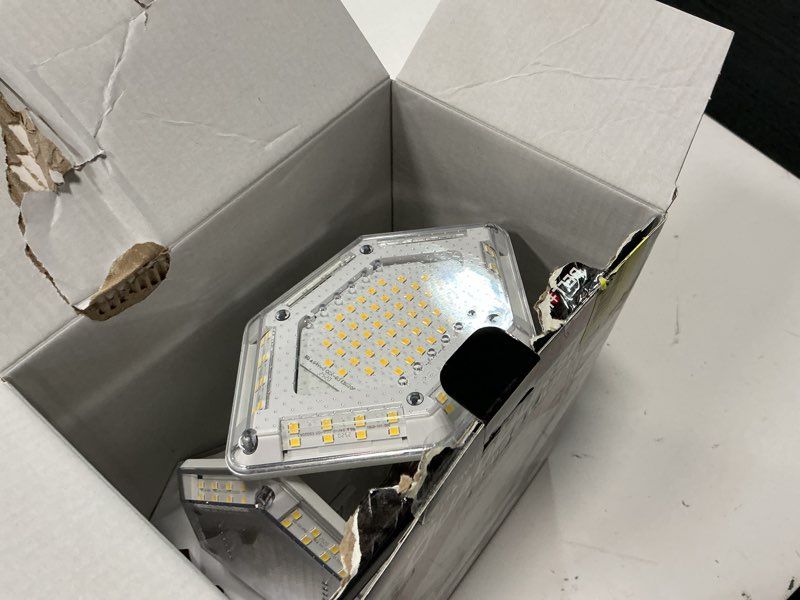 Condition photo showing As Is for bell + howell quad burst garage light 384 led 5500 lumen light bright ceiling socket shop light