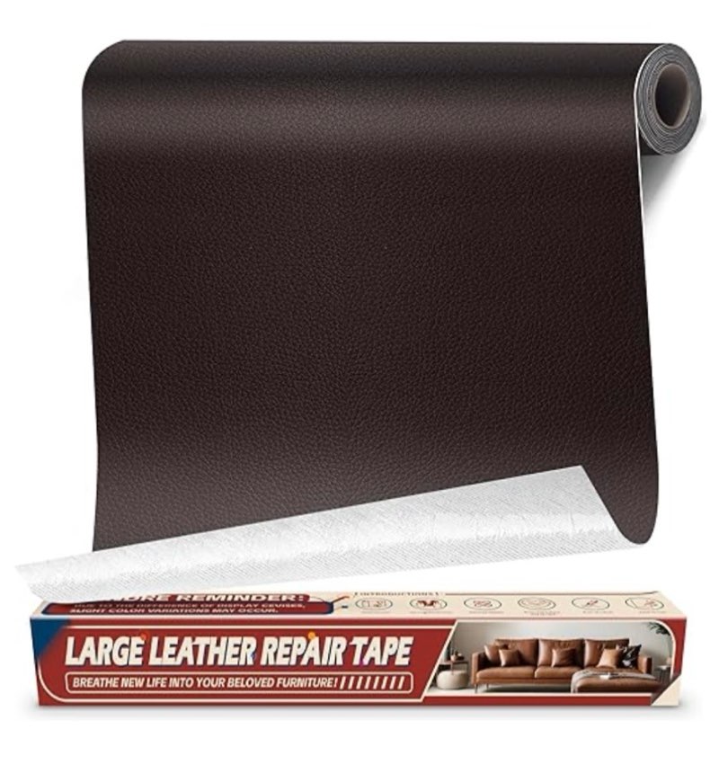 leather repair tape patch, 17" x 79" self adhesive leather patches for furniture,vinyl repair kit for car seat, couch, chairs, boat seat, sofa dark brown dark brown 17" x 79"