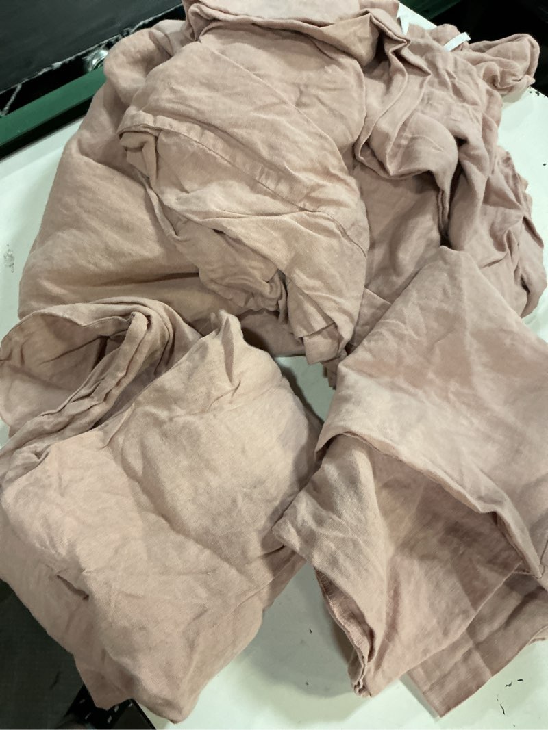 Condition photo showing Good Condition for quince, organic linen duvet cover set/king/dusty mauve