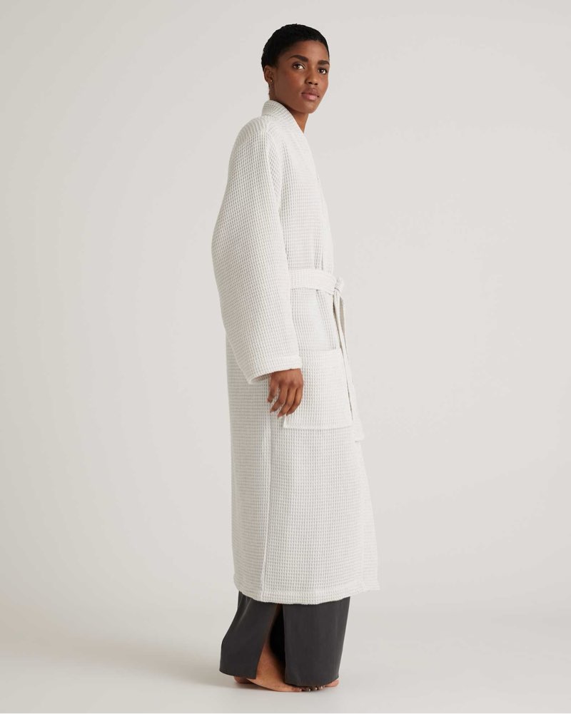 quince organic turkish waffle robe medium silver