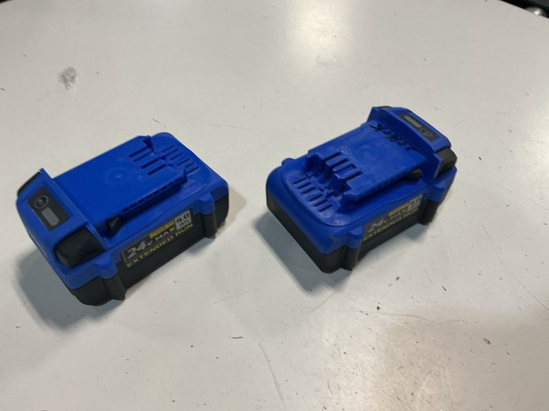 Condition photo showing As Is for 2 pack 4.0ah 24v lithium battery for kobalt 24v battery, lithium ion cordless tools