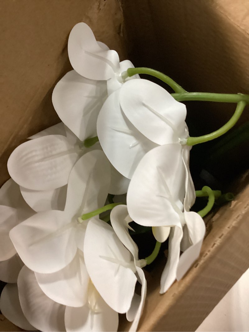 Condition photo showing Good Condition for Orchid Artificial Orchids Flowers with Vase White Phalaenopsis Plant Silk Faux Orchids Fake Flowers Arrangements for Home Decoration Living Room Office Bedroom Bathroom Kitchen Dining Room