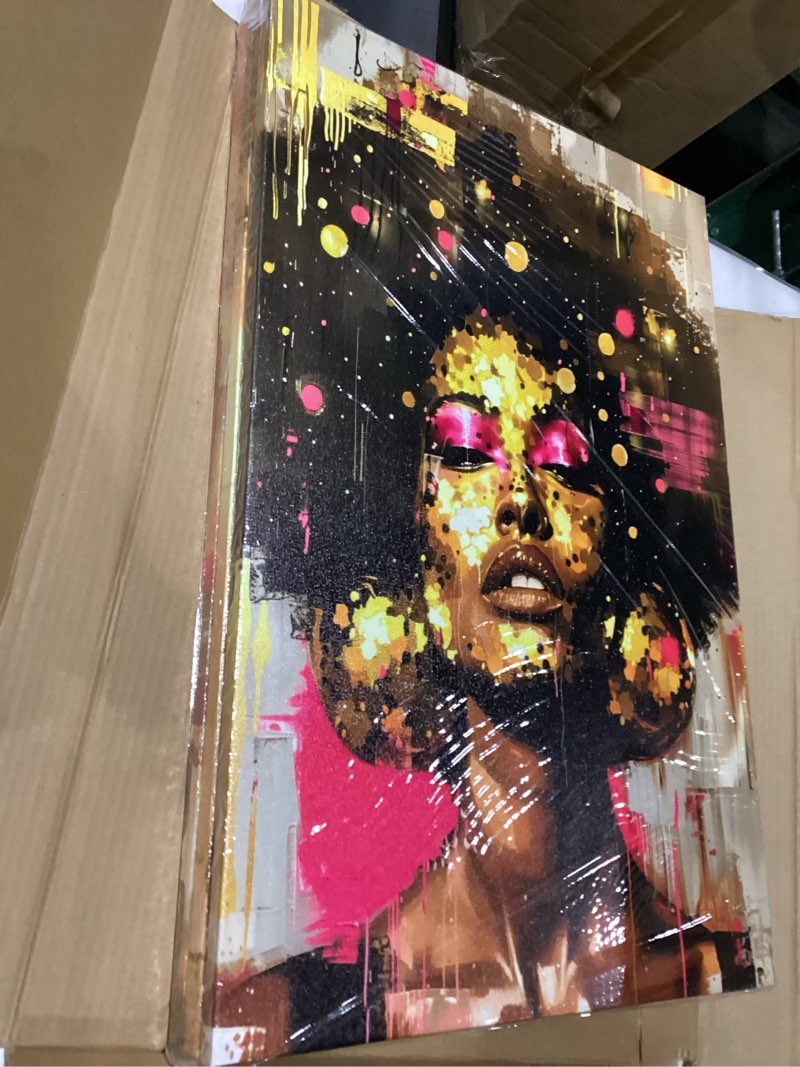 3 Pcs African American Canvas Wall Art Gold Pink Disco Ball Vintage Vinyl Record Black Woman Picture