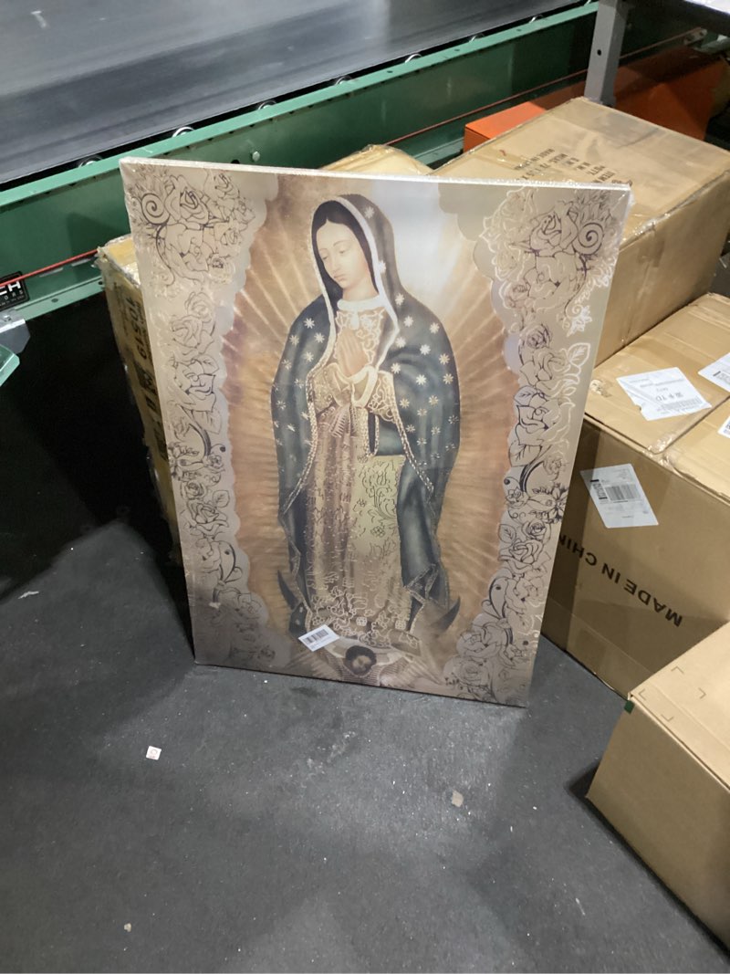 Large Framed Our Lady of Guadalupe Portrait Canvas Wall Art Decor Virgin Mary Wall Art Virgen De Gua