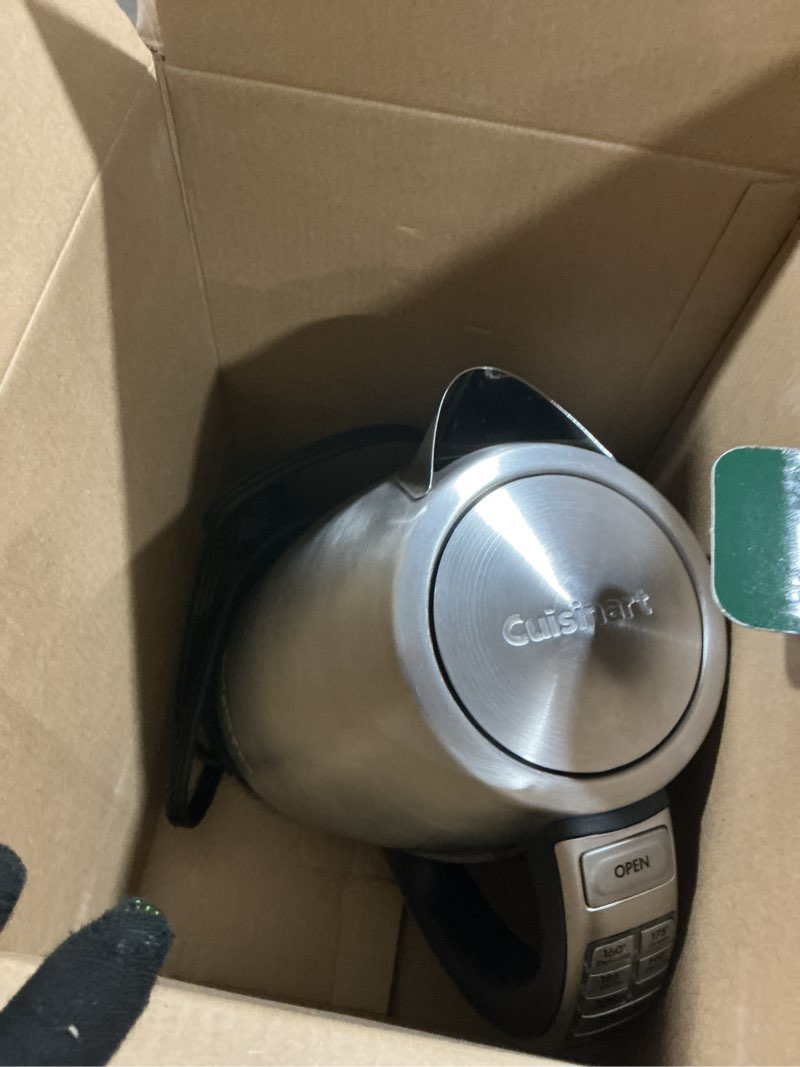 Condition photo showing Good Condition for cuisinart perfectemp 1.7-liter electric kettle, cordless electric tea kettle, 1500w for fast heat-up, 6 preset temperatures, 30-minute keep warm, stay cool nonslip handle, cpk-17p1 stainless steel perfectemp