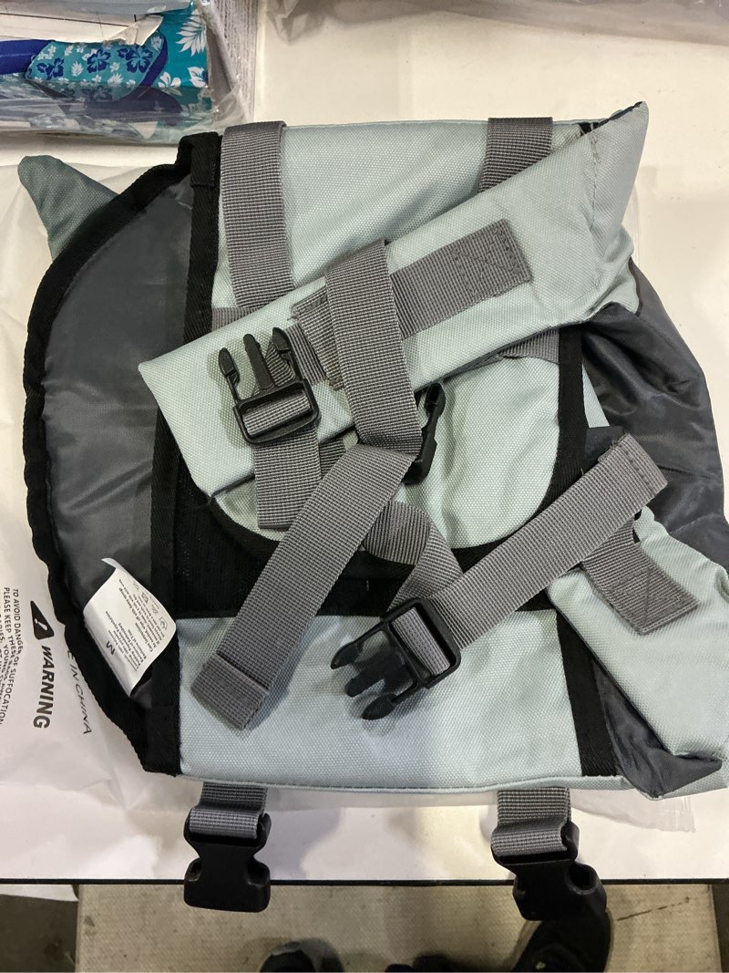 Condition photo showing Good Condition for malier dog life jacket, ripstop dog life vest with high buoyancy for swimming boating, high visibility shark puupy lifesaver for small medium large dogs (medium) gray medium