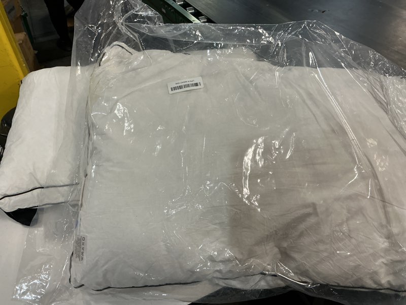 Condition photo showing As Is for RDS Certified Goose Feather & Down Pillows, 3-Chamber Gusseted Design for Balanced Neck Support, 100% Cotton Cover, Hotel Style Bed Pillow for Side and Back Sleepers | Queen Size Set of 2, 20" x 30" White Queen (Pack of 2)