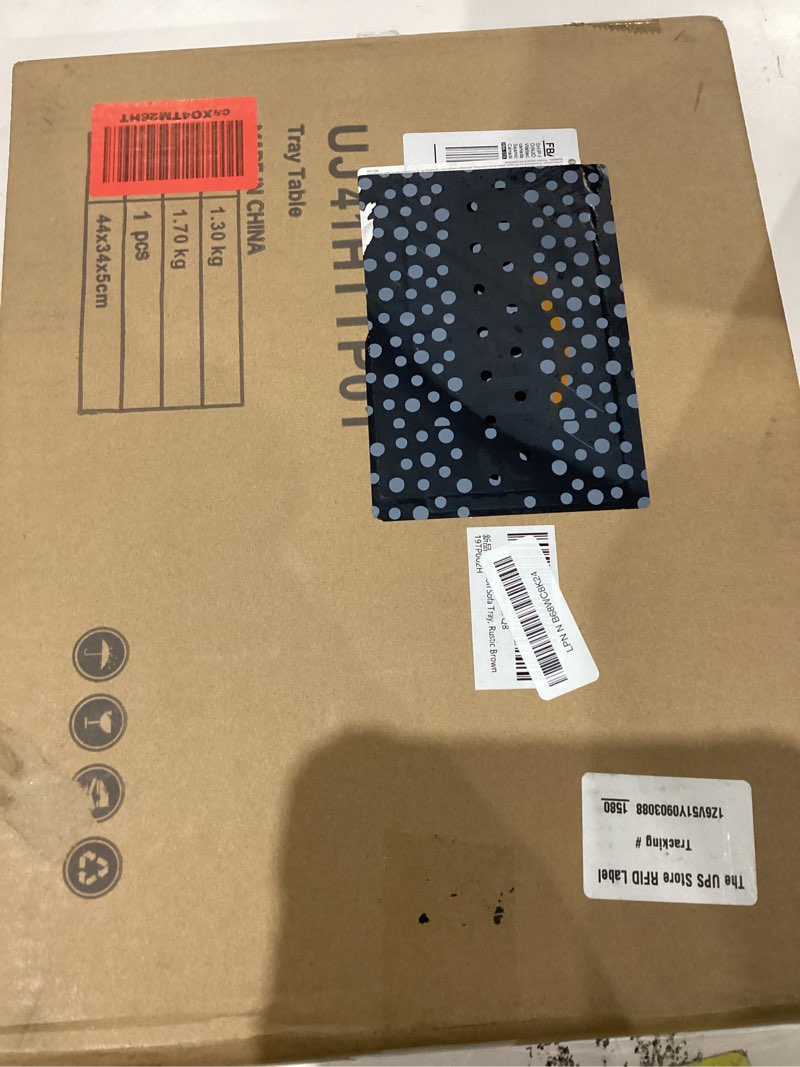 Condition photo showing New/Like New for sofa tray between cushion, 15.75"x12.6" wood couch tray, folding couch armrest table fit armless couch/sectional, for drink snacks phone remote holder, rustic brown 15.8" x 12.6" x 4.5" couch tray rustic brown