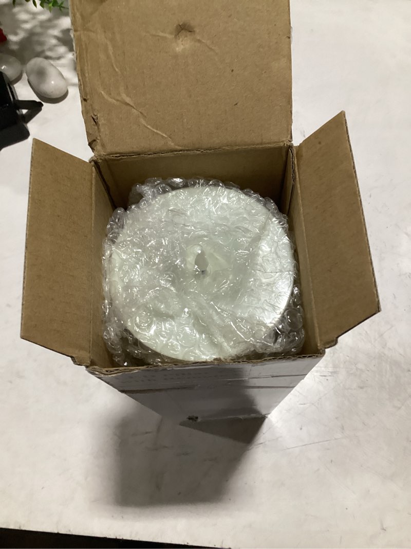 Condition photo showing As Is for 4" x 14" flameless led waterproof remote pillar candle, timer battery operated flickering large plastic ivory outdoor candle (long lasting 420 hours, pack of 1)