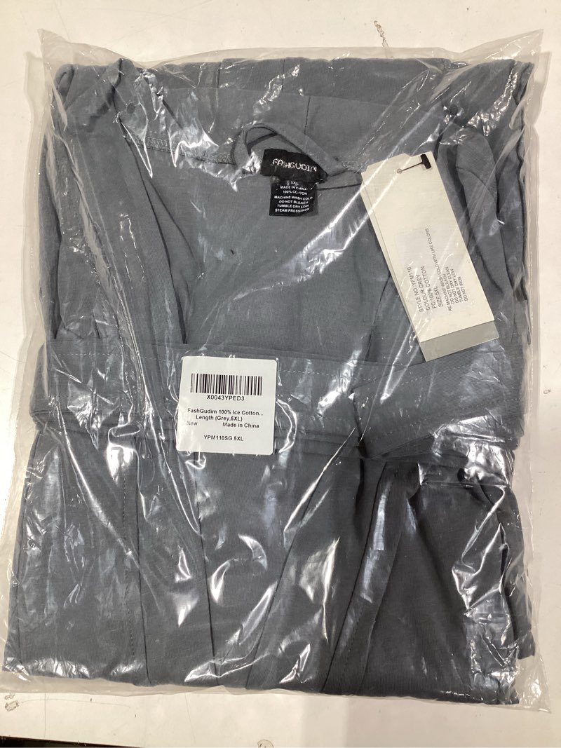 Condition photo showing Good Condition for FashGudim Mens 100% Cotton Robe Lightweight Summer Bathrobe Soft Weave Kimono Bath Robe 4X-Large-5X-Large Big Tall Grey Heather