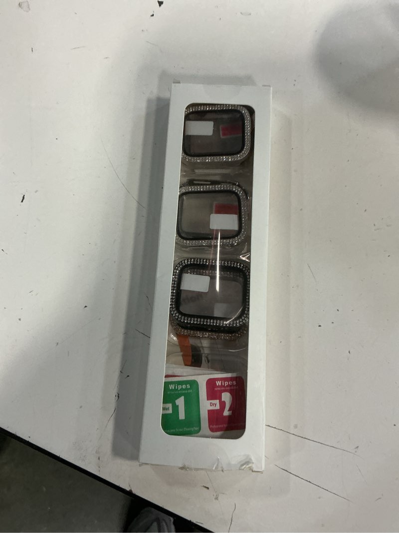 Condition photo showing New/Like New for Adorve 6 Pack Bling Covers for Apple Watch Screen Protector 45mm Series 9/8/7, Glitter Diamond Bumper Case with Built-in Tempered Glass Overall Protection Anti-Scratch Face Cover for iWatch Accessorie Black/Clear/Starlight/Silver/Gold/Rose Gold 45mm