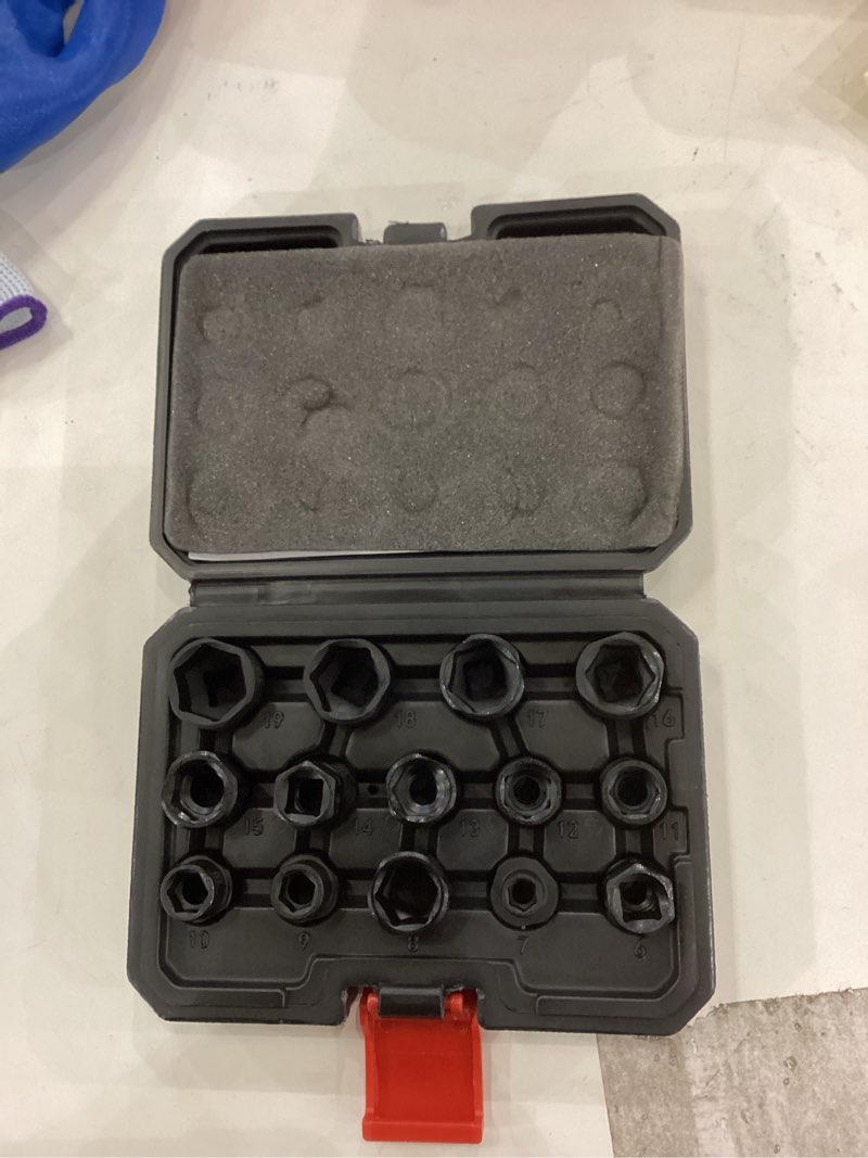 EMENTOL 14PCS 3/8" Drive Low Profile Nano Impact Socket Set, 3/8-Inch Drive stubby sockets, Metric, 