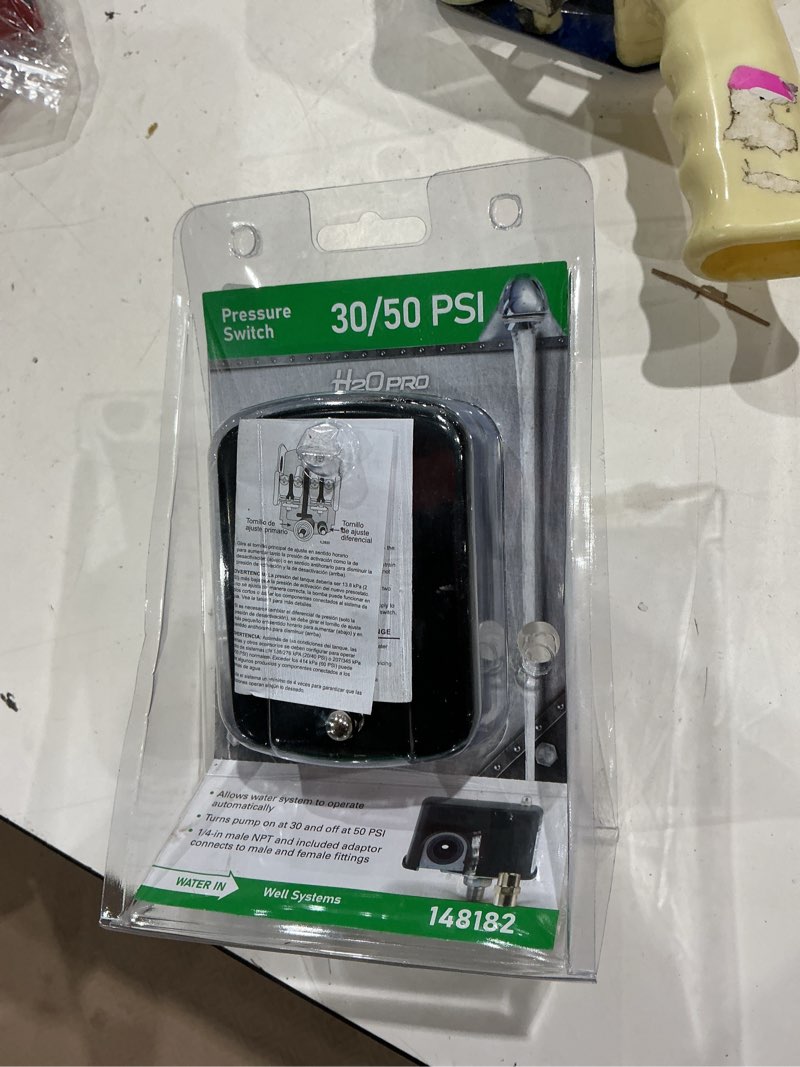Condition photo showing As Is for h2opro 30/50-psi polyethylene pressure switch