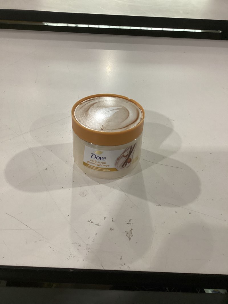 Condition photo showing New/Like New for dove vanilla sugar & shea butter body scrub exfoliates and deeply nourishes for smooth, radiant skin 15 oz