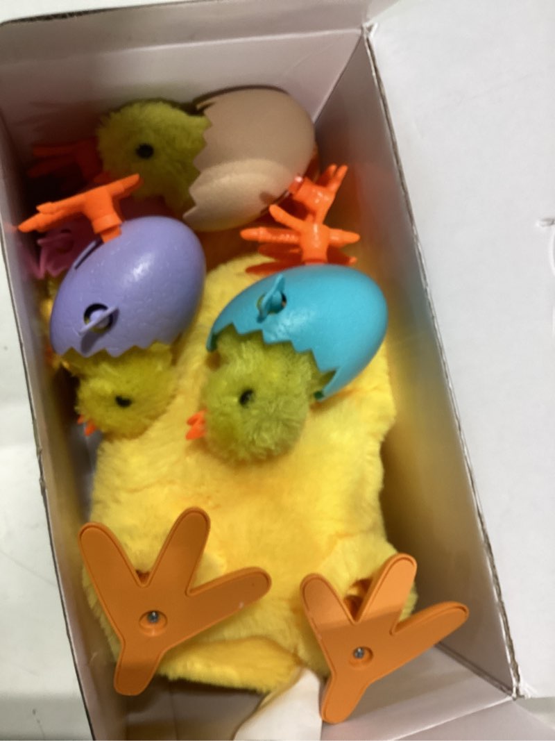 Condition photo showing As Is for plush electric stuffed laying egg chicken toy doll with sound music easter for boys girls yellow