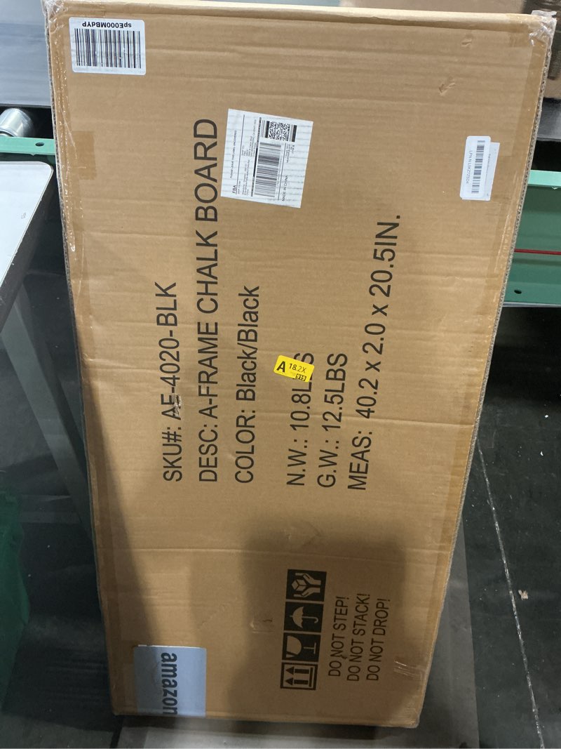 Condition photo showing Good Condition for 4 THOUGHT A-Frame Double-Sided Magnetic Chalkboard 40"x20", Solid Pine Wood Freestanding Sandwich Board for Restaurants, Cafes, Weddings (Black) Black 40" x 20"