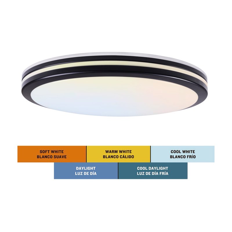 allen + roth rendale 1 -light 19-in matte black integrated led flush