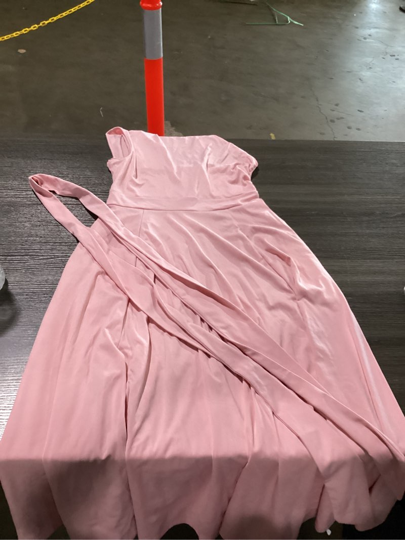 Condition photo showing Good Condition for women's one shoulder belted maxi dress, formal dress | soft stretch fabric