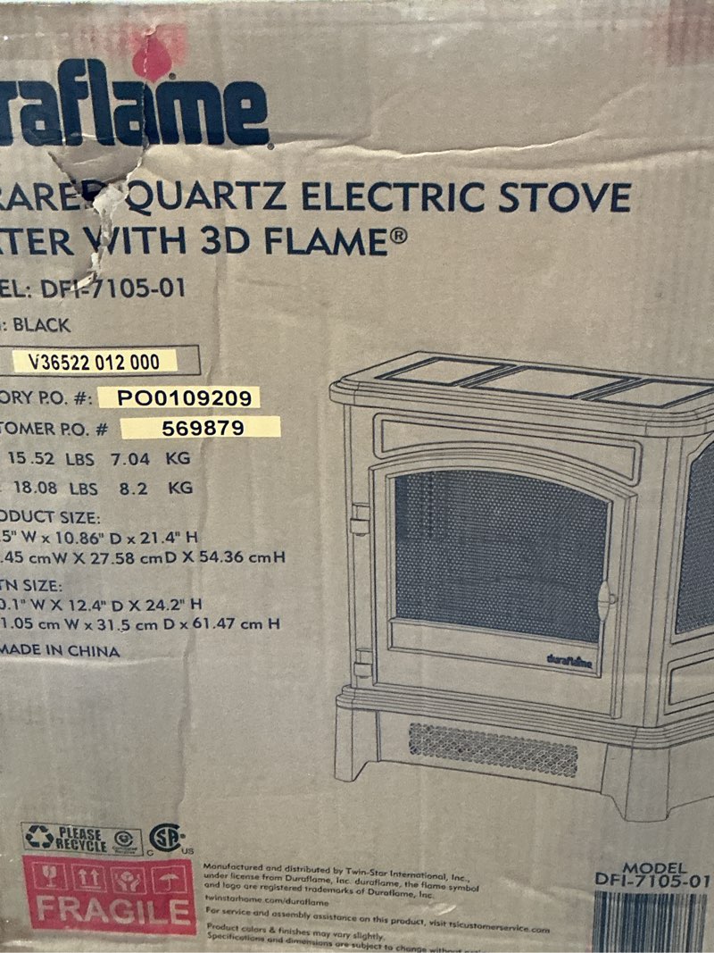 Condition photo showing New/Like New for 24? Freestanding Electric Fireplace Stove with 3D Flame Effect and 6 Flame Color, 1000/1500W Infrared Fireplace Stove, 5200 BTU Electric Fireplace Heater with Remote and Timer for Indoor, Black