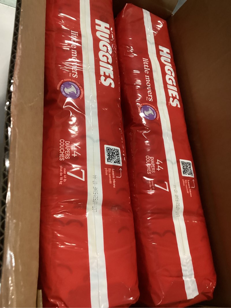 Condition photo showing Good Condition for Huggies Size 7 Diapers, Little Movers Baby Diapers, Size 7 (41+ lbs), 88 Count (2 Packs of 44), Packaging May Vary