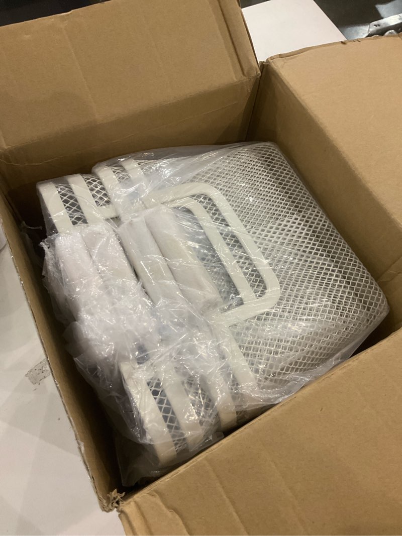 Condition photo showing New/Like New for 4 Pcs Metal Wire Basket with Wooden Handles Mesh Steel Storage Organizer Bin Containers for Home Organizing Cabinet Pantry Closet Kitchen Fridge Fruit Makeup Snacks Gifts(Medium,Cream White) Medium Cream White