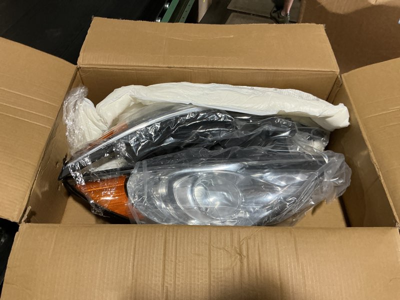 Condition photo showing As Is for headlights assembly for 2011 2012 2013 2014 hyundai sonata (excludes hybrid) halogen headlamp replacement driver &passenger side,chrome housing amber corner